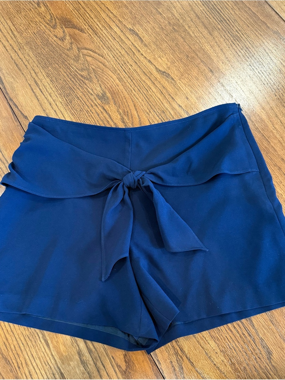 Trina Turk Navy High-Waist Tie-Front Shorts